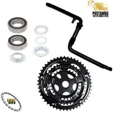 Kit Pedivela Monobloco Pé de Vela de Bicicleta + Coroa Tripla + Movimento Central 45mm Rolamento Bike DRX BIKE