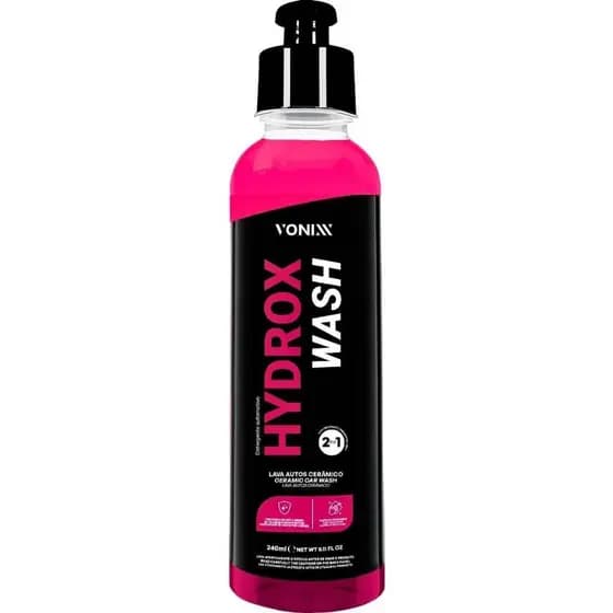 Hydrox Wash 240ml Vonixx – Shampoo Lava Autos 2 em 1 com Proteção Cerâmica SiO2, Brilho, Selante