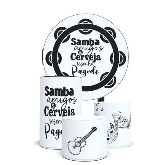 Kit Capa PAGODE - SAMBA - RODA DE SAMBA Painel Redondo 150x150cm + Trio Cilindros