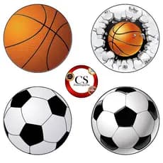 Painel Redondo Tecido Sublimado Bola de Futebol e Bola de Basquete C/elástico