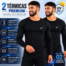 Kit 02 Camisa Térmica segunda pele Masculina Com Proteção Uv