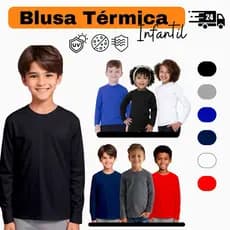 Blusa Térmica Infantil Proteção Solar UV50+ Blusa Frio Termica Camisa Menino e Menina
