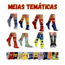 Meia Personagem  Divertidas Algodão Meias Tematicas Carnaval  Colorida