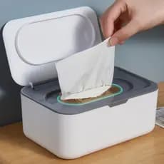 Caixa Dispensadora De Lenços Umedecidos , Fácil De Limpar , De Tecido Com Tampa , Suporte De Mesa , Recipiente De Limpez