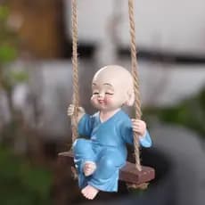Zen Decoração Espelho Retrovisor Do Carro Pendurado Ornamento Design Criativo Resina Buda Menino Estátua Para Ao Ar Livr