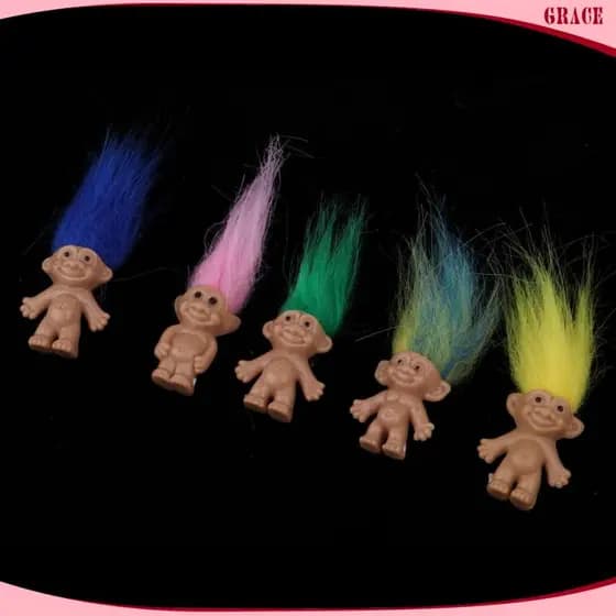 [Grace] 5 Pieces Vintage Lucky Troll Doll Mini Figures Toy Cake Toppers/Party Favors