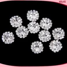 [Grace_sz] 10x Cristal Diamante Pérola Flatback Enfeite Decoração De Peles De Casamento 15mm