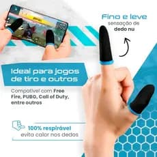 12 Luvas de Dedo Gamer Anti-Suor Profissional Pro-Player para Celular Jogos Free Fire Fortnite e FPS