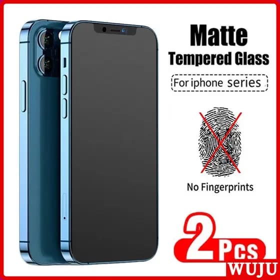 WUJU 2 peças película Sem Impressão Digital Vidro Fosco Temperado Para iPhone 17 16 11 12 13 14 15 Pro XS Max Plus Air