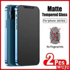 WUJU 2 peças película Sem Impressão Digital Vidro Fosco Temperado Para iPhone 17 16 11 12 13 14 15 Pro XS Max Plus Air