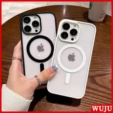 WUJU Carregamento sem fio magnético Case Capa Capinha De Celular Para iPhone 17 11 12 13 14 15 16 Pro XS Max XR Plus Air