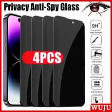 WUJU 4 peças película privacidade Protetor De Tela Vidro Temperado Para iPhone 17 16 11 12 13 14 15 Pro Max XR Plus Air