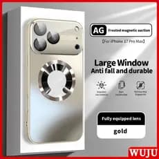 Capa Magnética WUJU Compatível Com IPhone 17 16 15 14 13 12 11 Pro Max , AG Fosco Anti-Impressão Digital Janela Grande E