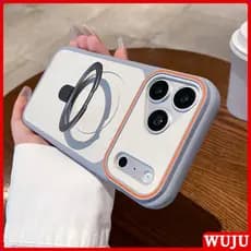WUJU Matte Magnetic Compatível Com iPhone 17 16 15 14 13 12 11 Pro Max Plus Air Case Suporte , Proteção Total Da Lente E