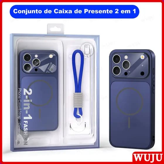 Conjunto De Caixa De Presente WUJU 2 Em 1 Para iPhone 17 16 15 14 13 12 11 Pro Max Capa Fofa Ondulada Fosca Laranja Cord