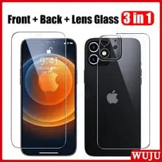 WUJU [3 em 1] Frontal e Traseira e Câmera Vidro Película Para iPhone 17 16 11 12 13 14 15 Pro Max Plus Air