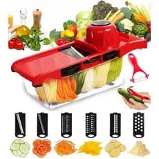 Cortador de Legumes Premium 10 em 1 Fatiado Mandoline Ralador Batata Chips Palito com 6 Lâminas