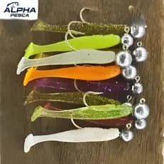 Shad 6,5cm + Jig Head Isca Artificial Peixinho Soft Pesca de praia, barranco e embarcado
