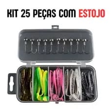 Kit Isca Soft Shad 6,5cm + Jig Head | 12, 25 Peças | Pesca Praia e Barranco