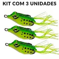 Kit 3 ou 2 Isca De Sapo Plástico Macia 4g Anzóis Duplos Pesca Flutuante Equipamento iscas