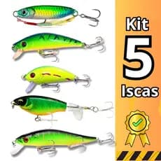 5pçs Kit Isca Artificial De Pesca Iscas Tamanho Misto Jig Luminoso