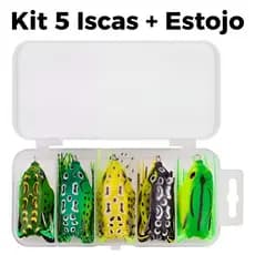 Kit 5 Iscas para pesca Artificial Frog Sapinho sapo Anti Enrosco + Estojo