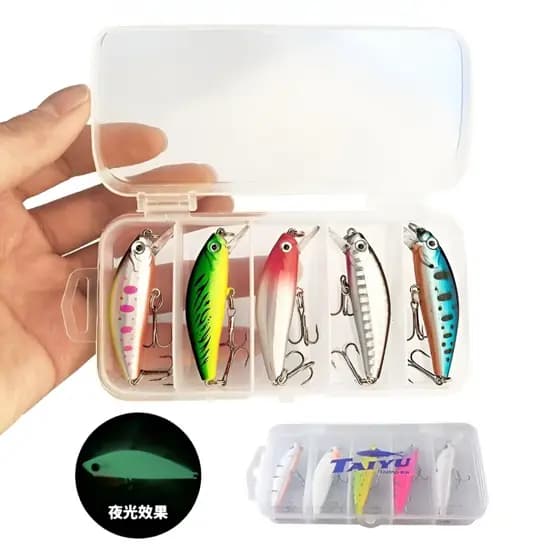 Kit 5 Iscas + Estojo - Isca Artificial Meia Água Para Tucunaré, Traíra e Dourado