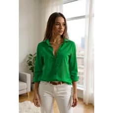 Camisa Feminina Social Manga Comprida Lisa Casual Camisete Primavera Verao