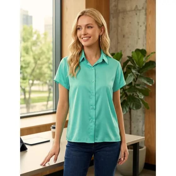 Blusa Regata Feminina Camisa Social Feminina De Trabalho Corporativa Uniforme Feminino Elegante Camisete Camisa de Botão