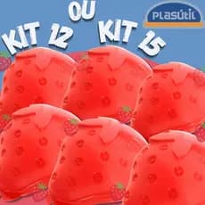 Novo kit com 12 ou 15  porta mix MORANGO - Plasutil