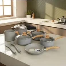 Jogo de Panelas 8 Pçs Easy Gris Indução c/ Panela de Pressão
