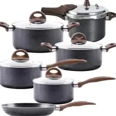 Jogo de panelas 6 Pças Granito Ind C/ Panela Pressão Brinox