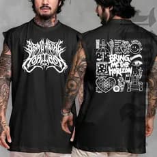 Camiseta regata machao oversized masculino banda BMT bring me the horizon rock Longline em algodao unissex