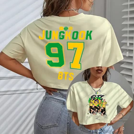Blusa Cropped Oversized BTS x Brasil Show 2026 Camisa de Time Membros World Tour Album Arirang Turnê Mundial Kpop