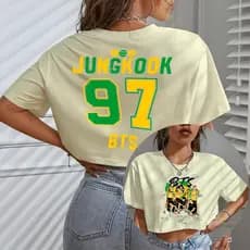 Blusa Cropped Oversized BTS x Brasil Show 2026 Camisa de Time Membros World Tour Album Arirang Turnê Mundial Kpop