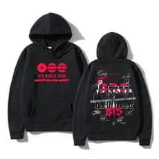 Blusa de Frio Moletom Canguru BTS World Tour Frente e Costa Datas Turnê Brasil 2026 KPOP Army Bangtan Com Bolso