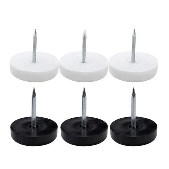 Sapata Prego Deslizante Branco/Preta 20mm Plastica - 40 Unidades