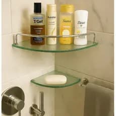 Kit 1 Porta Shampoos + 1 Saboneteira Modelado Em Vidro lapidado Incolor
