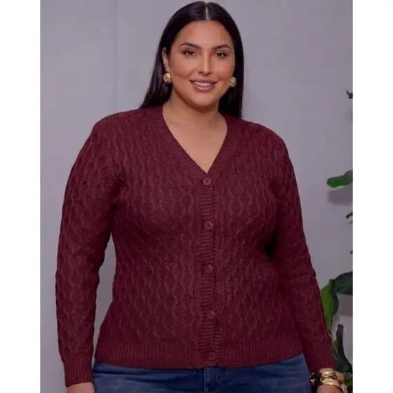Blusa De Frio Cardigan Casaco Feminino Trico La G GG