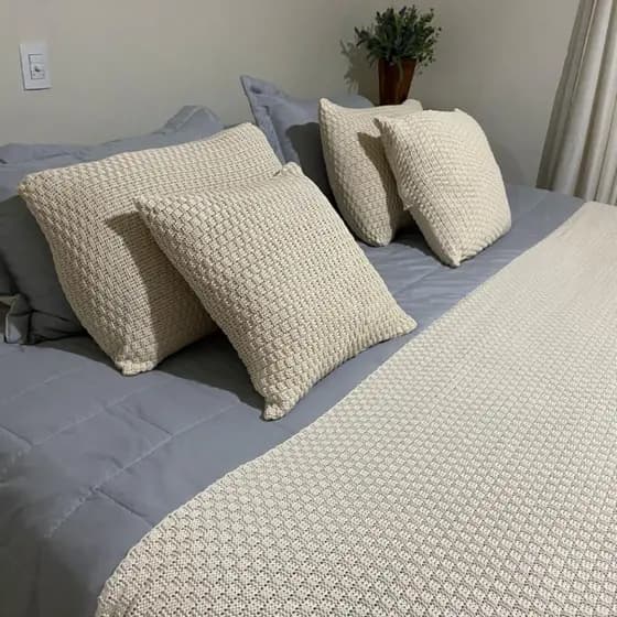 Manta 260x60cm Peseira Trança Tricot Cama King Link Sofá Cama Luxo