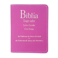 Biblia Média com Harpa Letra Grande Índice Capa Luxo Pink