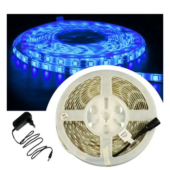 KIT 4 Fita LED 5050 Azul 60LEDS/m 5m 12V + Fonte Bivolt 3A