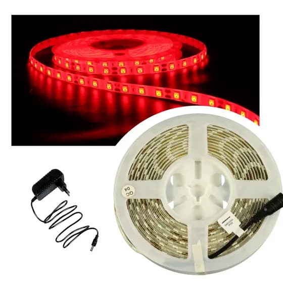 KIT 3 Fita Led 5050 Vermelho 5m 12v Ip 65 + Fonte Bivolt 3a