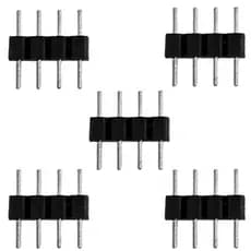 Kit 5 Pinos macho 4 vias 12v p / fitas led RGB acabamento preto