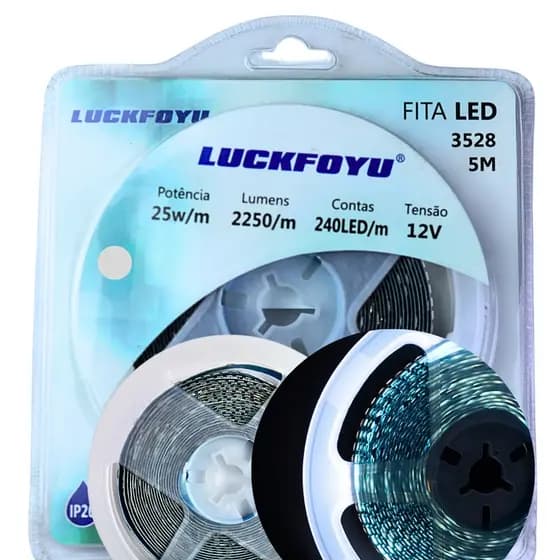Fita led 3528 240 Leds/m Branco frio 6k 25W/m IP20 5m 12V Lucky