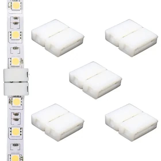Kit 5 Emendas Brancas Retas p/Fita LED 5050 12V 10mm 2 Vias