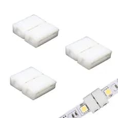 Kit 3 Emendas Brancas Retas p/Fita LED 5050 12V 10mm 2 Vias