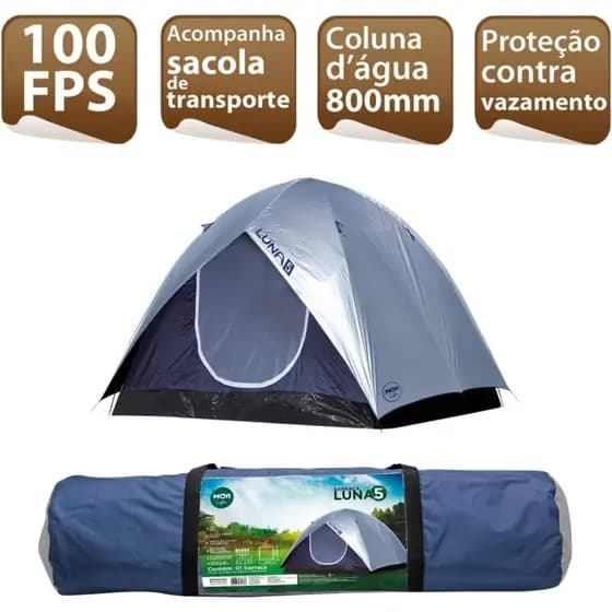 Barraca Camping Praia Luna Para 5 Pessoas Impermeável Azul Mor