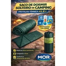 Saco De Dormir Solteiro Camping Proteção Térmica Para Temperaturas De Até 4°c Profissional Com Ziper Mor