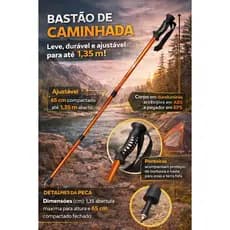 Bastão Para Caminhada Trilha Trek Pro Sistema Anti-shock Retrátil Nautika